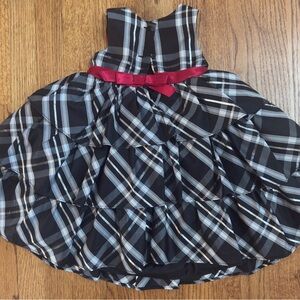 Adorable Plaid Party Dress with Red Bow
